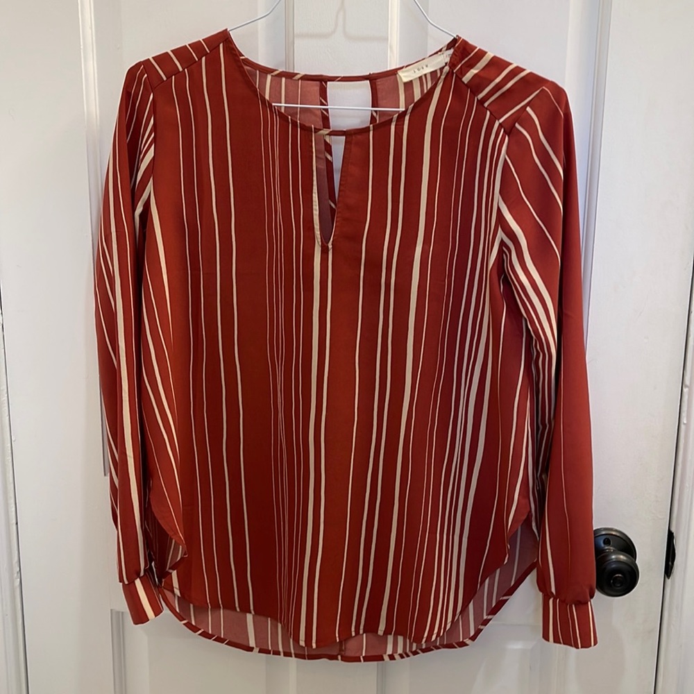 Beautiful red and cream striped blouse!